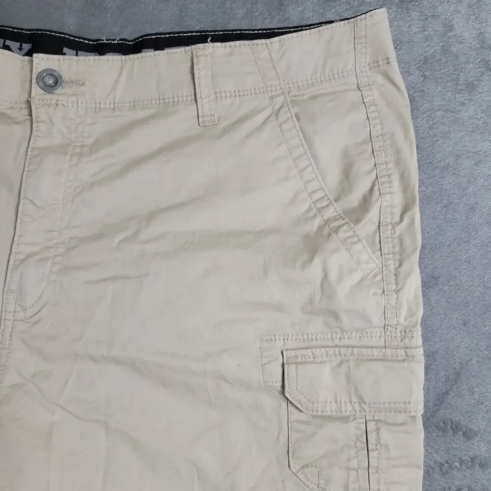 Wrangler Iron Cargo Shorts Mens Size‎ 38 Beige Tan Comfort Waist Strap